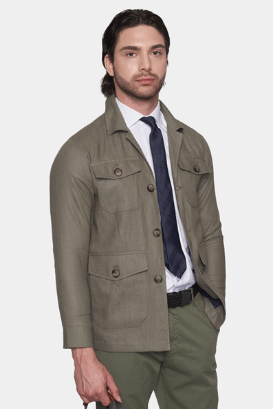 El abrigo Slim Safari (Oliva)
