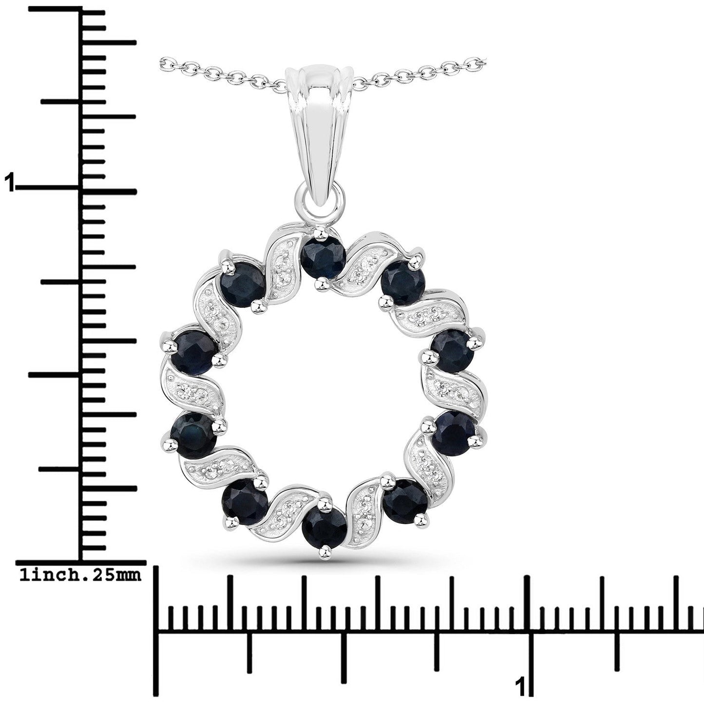 Colgante de plata de ley .925 con zafiro azul genuino de 1.30 quilates y topacio blanco