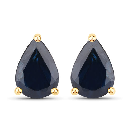 Pendientes de oro amarillo de 10K con zafiros azules genuinos de 1,60 quilates