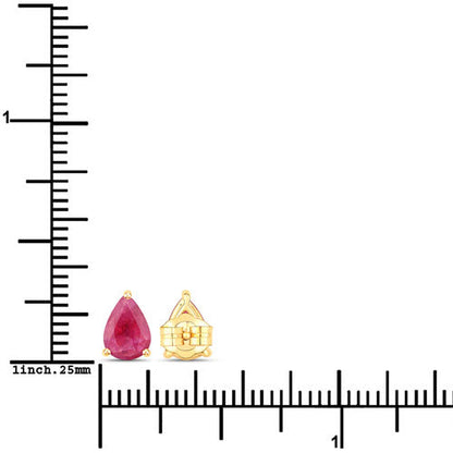 Pendientes de oro amarillo de 14 quilates con rubí auténtico de 1,60 quilates