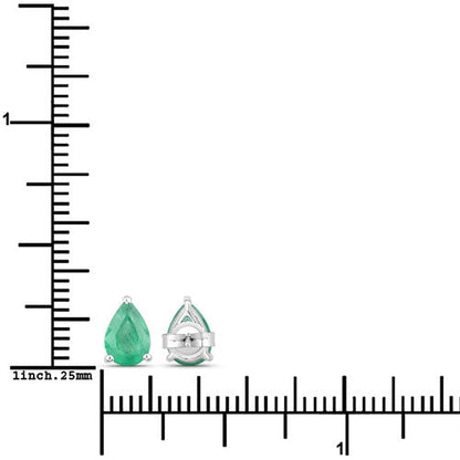 Pendientes de oro blanco de 10 quilates con esmeralda zambiana auténtica de 1,30 quilates