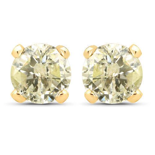 Pendientes de oro amarillo de 14K con diamante genuino LB de 1.02 quilates