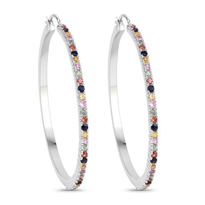 Pendientes de Plata de Ley 925 con Zafiros Multicolor Auténticos de 2,24 Quilates