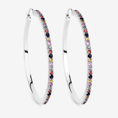 Pendientes de Plata de Ley 925 con Zafiros Multicolor Auténticos de 2,24 Quilates