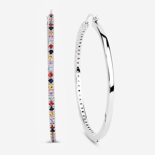 Pendientes de Plata de Ley 925 con Zafiros Multicolor Auténticos de 2,24 Quilates