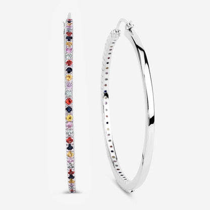 Pendientes de Plata de Ley 925 con Zafiros Multicolor Auténticos de 2,24 Quilates
