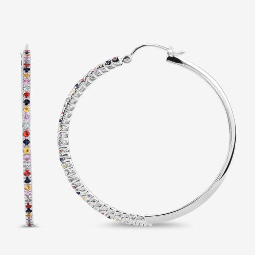 Pendientes de Plata de Ley 925 con Zafiros Multicolor Auténticos de 2,24 Quilates
