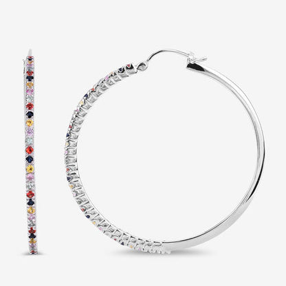 Pendientes de Plata de Ley 925 con Zafiros Multicolor Auténticos de 2,24 Quilates