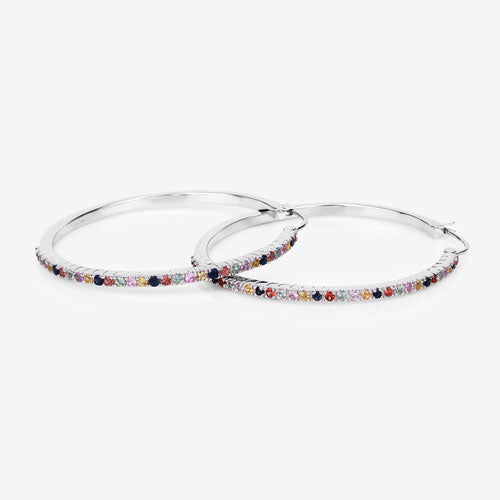 Pendientes de Plata de Ley 925 con Zafiros Multicolor Auténticos de 2,24 Quilates