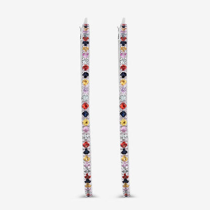 Pendientes de Plata de Ley 925 con Zafiros Multicolor Auténticos de 2,24 Quilates
