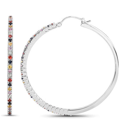 Pendientes de Plata de Ley 925 con Zafiros Multicolor Auténticos de 2,24 Quilates
