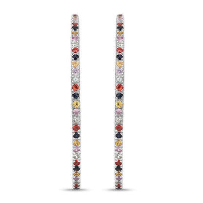 Pendientes de Plata de Ley 925 con Zafiros Multicolor Auténticos de 2,24 Quilates