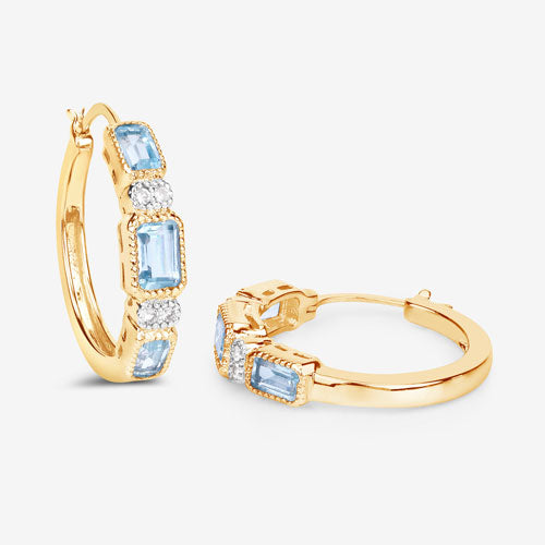 Pendientes de plata de ley .925 con topacio azul genuino de 2.66 quilates y topacio blanco