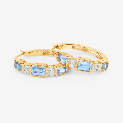 Pendientes de plata de ley .925 con topacio azul genuino de 2.66 quilates y topacio blanco