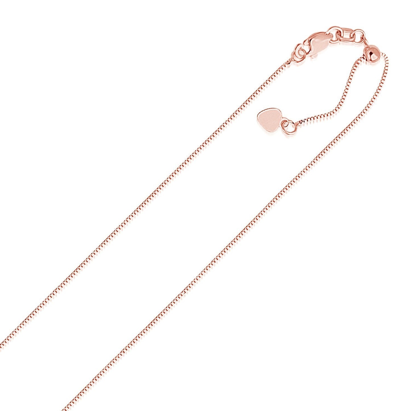 Cadena ajustable de oro rosa de 14k, 0,7 mm