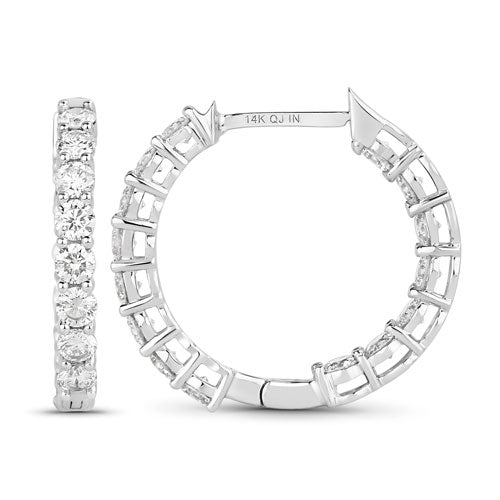 Pendientes de oro blanco de 14K con diamante cultivado en laboratorio genuino de 2.04 quilates