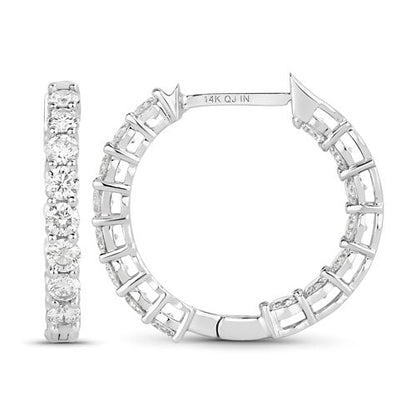 Pendientes de oro blanco de 14K con diamante cultivado en laboratorio genuino de 2.04 quilates