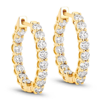 Pendientes de oro amarillo de 14 quilates con diamantes cultivados en laboratorio, de 2,04 quilates, genuinos