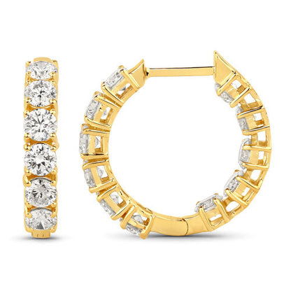 Pendientes de oro amarillo de 14 quilates con diamantes cultivados en laboratorio de 3,08 quilates