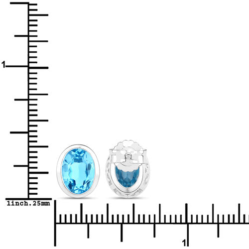 Pendientes de plata de ley .925 con topacio azul suizo auténtico de 4,00 quilates