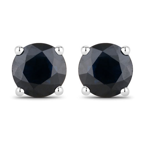 Pendientes de oro blanco de 10K con zafiro azul auténtico de 1,70 quilates