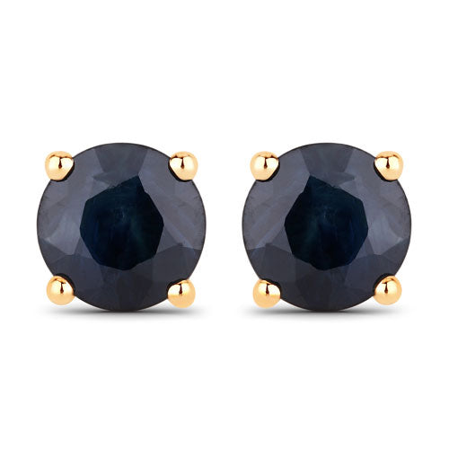 Pendientes de Oro Amarillo de 10K con Zafiros Azules Genuinos de 1,70 Quilates