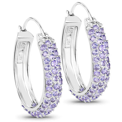 Pendientes de plata de ley .925 con tanzanita genuina de 3.06 quilates