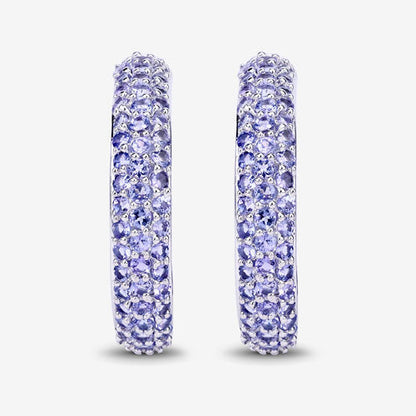 Pendientes de plata de ley .925 con tanzanita genuina de 3.06 quilates