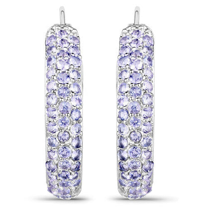 Pendientes de plata de ley .925 con tanzanita genuina de 3.06 quilates
