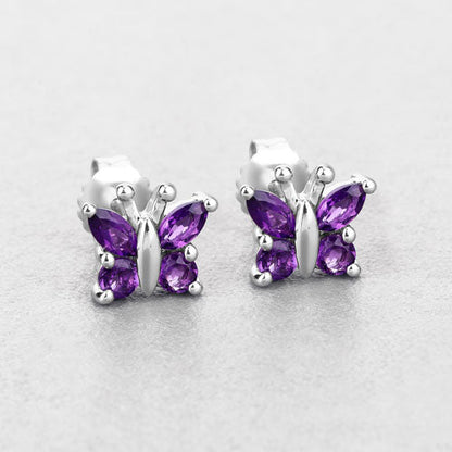 Pendientes de amatista auténtica de 1,00 quilates de plata de ley .925