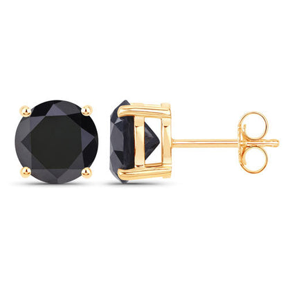 Pendientes de oro amarillo de 14 quilates con diamante negro auténtico de 4,12 quilates