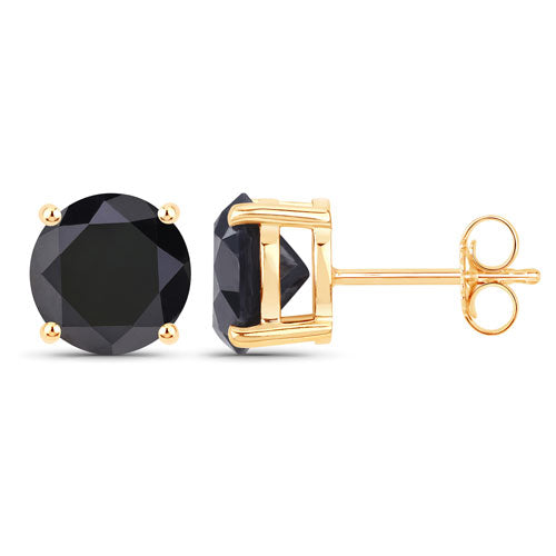 Pendientes de oro amarillo de 14 quilates con diamantes negros genuinos de 4,30 quilates