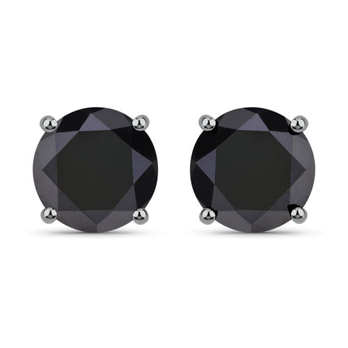 Pendientes de oro blanco de 14 quilates con diamantes negros genuinos de 4,91 quilates