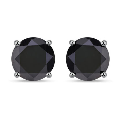 Pendientes de oro blanco de 14 quilates con diamantes negros genuinos de 4,91 quilates