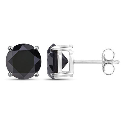 Pendientes de oro blanco de 14 quilates con diamantes negros genuinos de 4,91 quilates