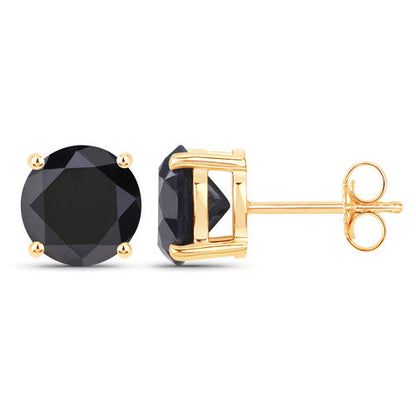 Pendientes de oro amarillo de 14K con diamante negro genuino de 4,91 quilates