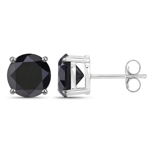 Pendientes de oro blanco de 14K con diamante negro genuino de 3,48 quilates