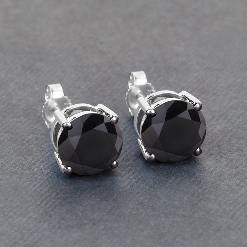 Pendientes de oro blanco de 14 quilates con diamantes negros genuinos de 4,91 quilates