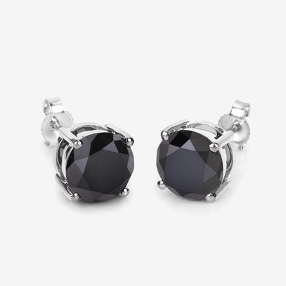 Pendientes de oro blanco de 14 quilates con diamantes negros genuinos de 4,91 quilates