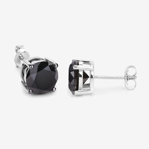 Pendientes de oro blanco de 14 quilates con diamantes negros genuinos de 4,91 quilates