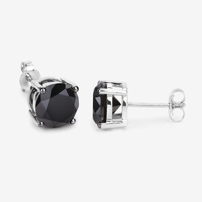 Pendientes de oro blanco de 14 quilates con diamantes negros genuinos de 4,91 quilates