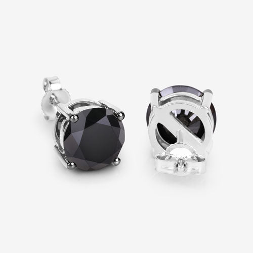 Pendientes de oro blanco de 14 quilates con diamantes negros genuinos de 4,91 quilates