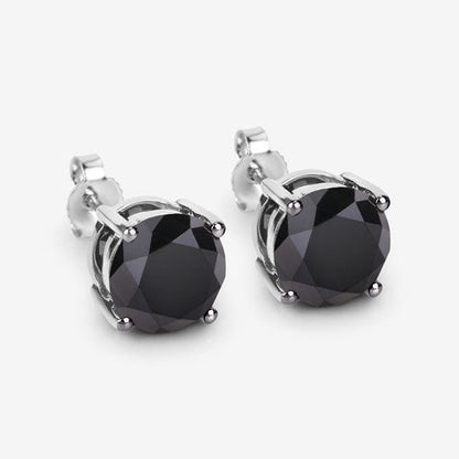 Pendientes de oro blanco de 14 quilates con diamantes negros genuinos de 4,91 quilates