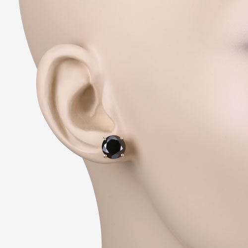 Pendientes de oro amarillo de 14 quilates con diamantes negros genuinos de 4,30 quilates