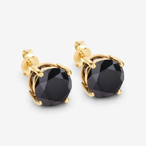 Pendientes de oro amarillo de 14 quilates con diamante negro auténtico de 4,12 quilates