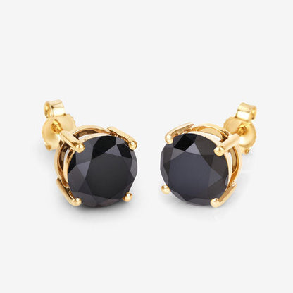 Pendientes de oro amarillo de 14 quilates con diamantes negros auténticos de 3,84 quilates