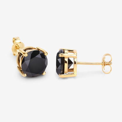 Pendientes de oro amarillo de 14 quilates con diamantes negros genuinos de 4,30 quilates
