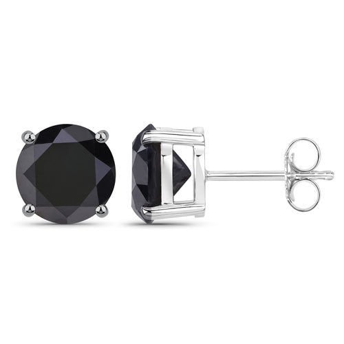 Pendientes de oro blanco de 14 quilates con diamantes negros genuinos de 5,41 quilates