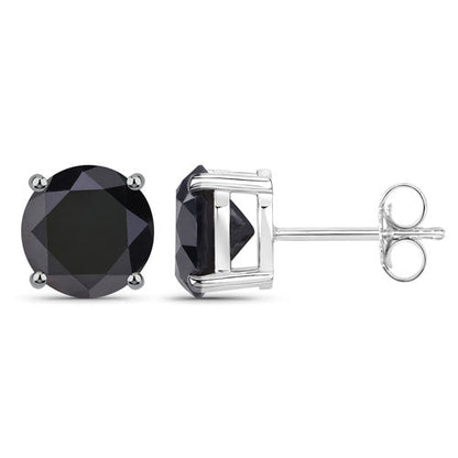 Pendientes de oro blanco de 14 quilates con diamantes negros genuinos de 5,41 quilates