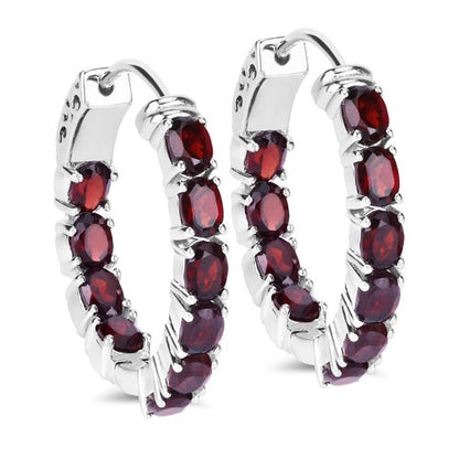 Pendientes de plata de ley .925 con granate auténtico de 4.00 quilates
